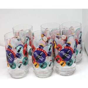 Vintage Coca Cola 1995 "ALWAYS" Drinking Glass 16oz Coke Set of 6 Glasses